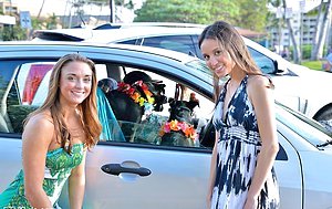 Fun-loving GFs refuse to wear panties during their Hawaiian vacation