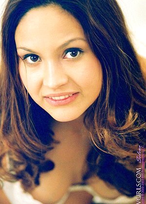 Thoughtful seductress with deep eyes shows her boobies as well