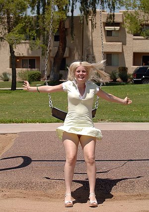 Schoolgirl with a pretty face is abusing her own pussy hole in public